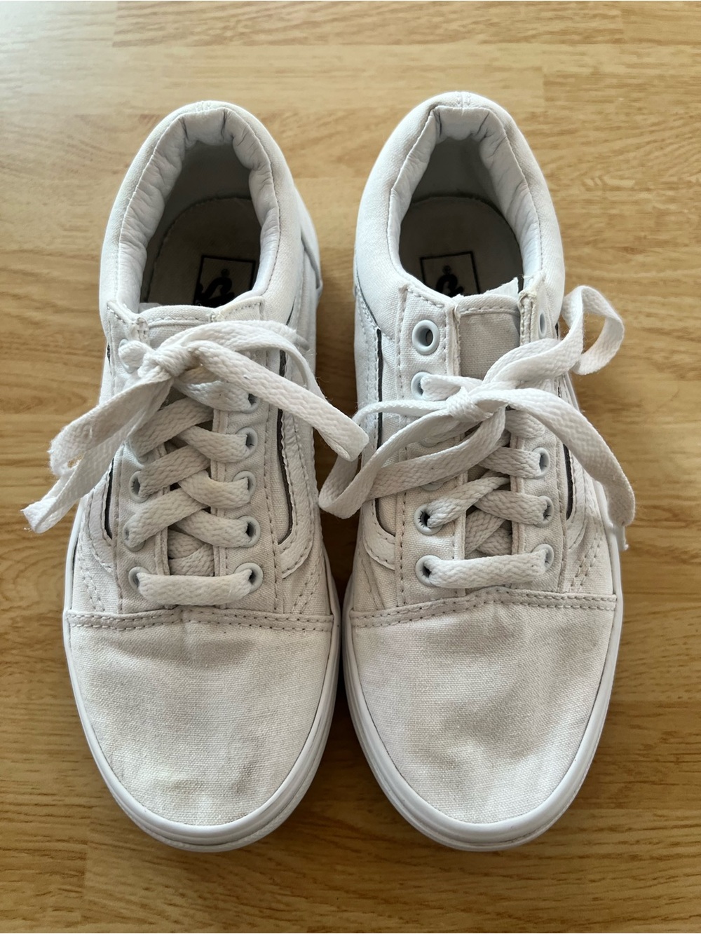 Vans Kids White Canvas Lace-Up Sneakers
